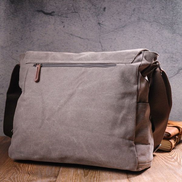 Містка горизонтальна чоловіча сумка для ноутбука з текстилю 21241 Vintage Сіра 21241 фото
