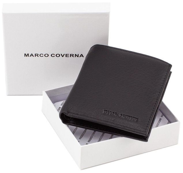 Чёрный маленький мужской портмоне из натуральной кожи Marco Coverna 018 black 018 black фото