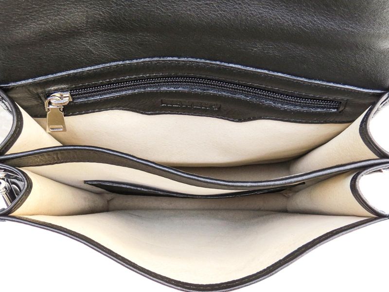 Чёрная кожаная сумка через плечо из кожаным подкладом Newery N4227GA N4227GA фото