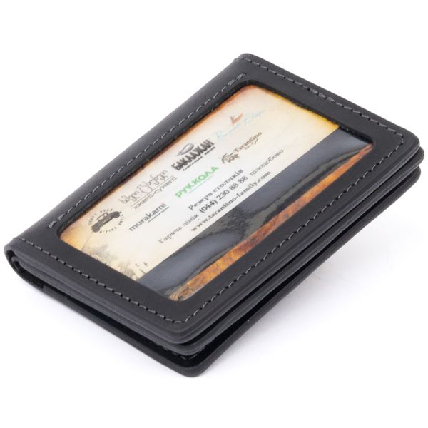 Візитниця з обкладинкою для ID-паспорта з натуральної шкіри GRANDE PELLE 11291 Чорна 11291 фото