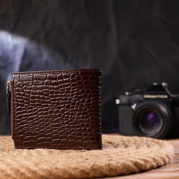 Горизонтальний чоловічий гаманець із натуральної фактурної шкіри CANPELLINI 21503 Коричневий 21503 фото