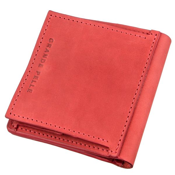 Яскраве шкіряне портмоне унісекс з накладної монетницьою GRANDE PELLE 11224 Червоне 11224 фото