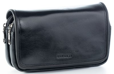 Чорний місткий чоловічий клатч сумка на плече глянцева шкіра REK-215-Vac black REK-215-Vac фото