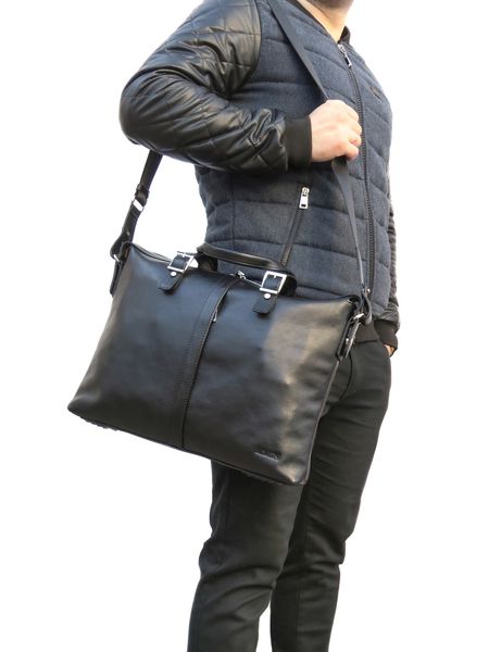 Чёрная деловая кожаная сумка мужская Newery N1004GA N1004GA фото