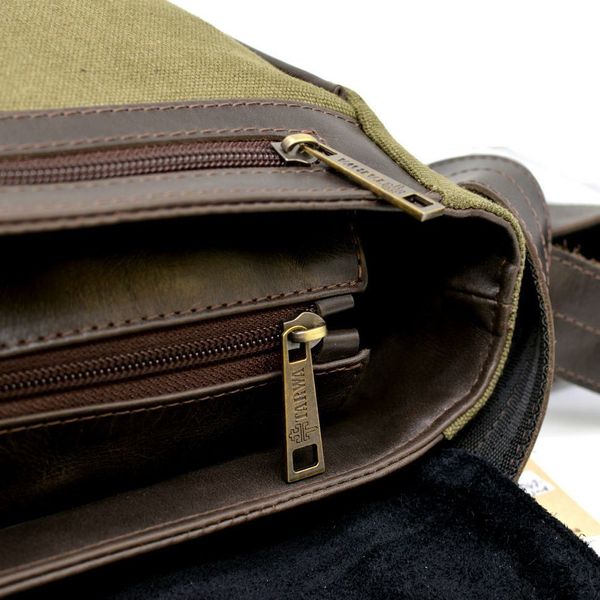 Мужская сумка через плечо из кожи и холщевой ткани канвас TARWA TH-1047-3md TH-1047-3md фото