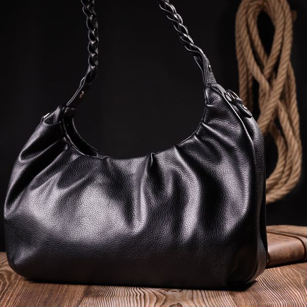 Якісна жіноча сумка багет KARYA 20838 шкіряна Чорний 20838 фото