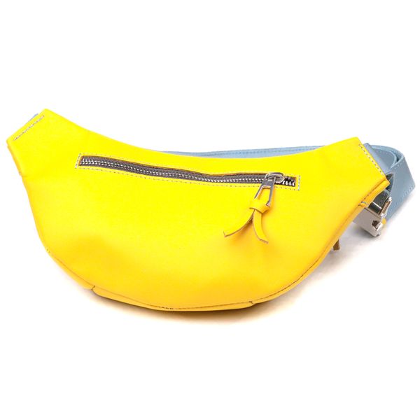 Патріотична шкіряна сумка-бананка комбі двох кольорів Серце GRANDE PELLE 16760 Жовто-блакитна 54977 фото