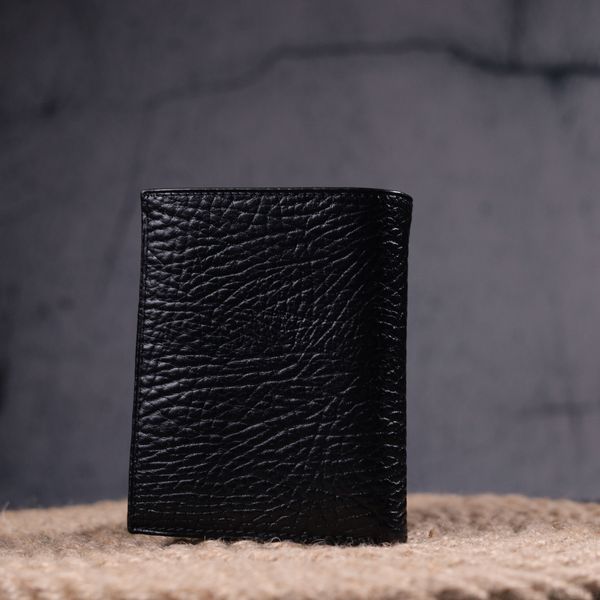 Невеликий гаманець без застібки з натуральної зернистої шкіри KARYA 21364 Чорний 21364 фото