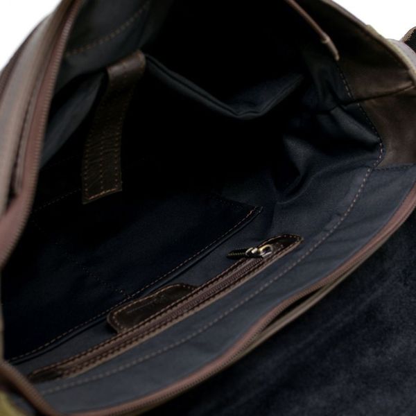 Мужская сумка через плечо из кожи и холщевой ткани канвас TARWA TH-1047-3md TH-1047-3md фото