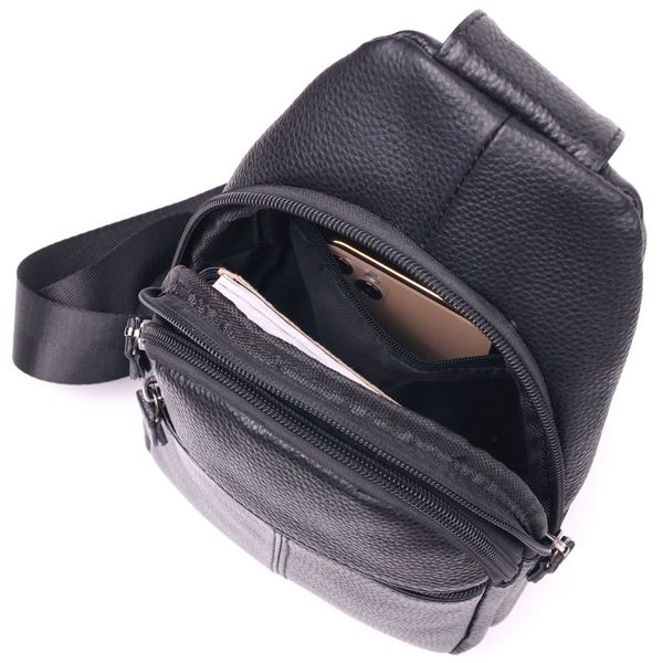 Современная мужская сумка через плечо из натуральной кожи 21307 Vintage Черная 21307 фото