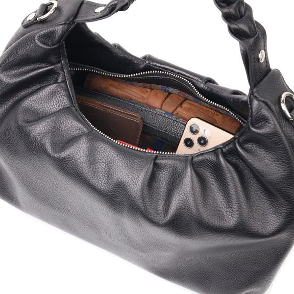 Качественная женская сумка багет KARYA 20838 кожаная Черный 20838 фото
