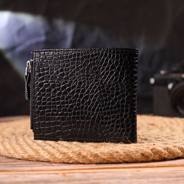 Чоловічий гаманець горизонтальний з натуральної фактурної шкіри CANPELLINI 21504 Чорний 21504 фото