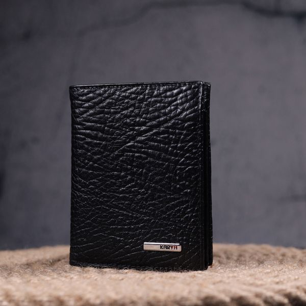 Невеликий гаманець без застібки з натуральної зернистої шкіри KARYA 21364 Чорний 21364 фото