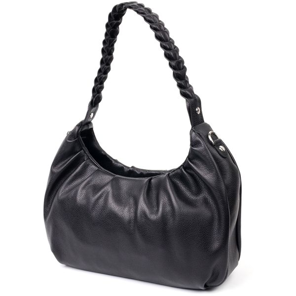 Якісна жіноча сумка багет KARYA 20838 шкіряна Чорний 20838 фото