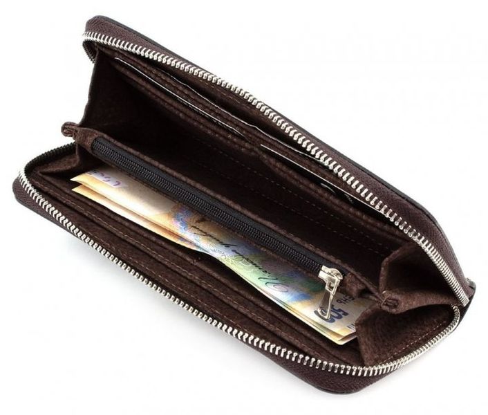 Коричневый кожаный кошелёк-клатч на молнии Grande Pelle 532620 532620 фото