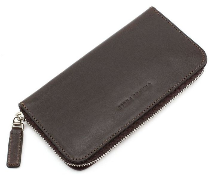 Коричневый кожаный кошелёк-клатч на молнии Grande Pelle 532620 532620 фото