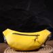 Патриотическая кожаная сумка-бананка комби двух цветов Сердце GRANDE PELLE 16760 Желто-голубая 54977 фото 8