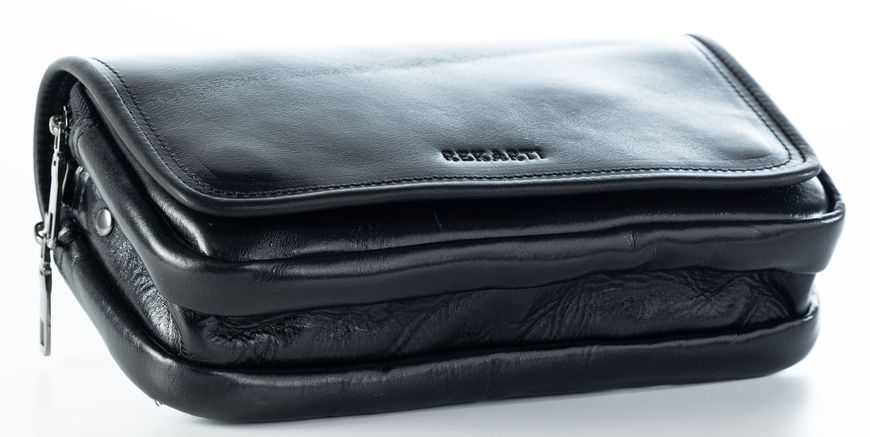 Черный вместительный мужской клатч сумка на плечо глянцевая кожа REK-215-Vac black REK-215-Vac фото