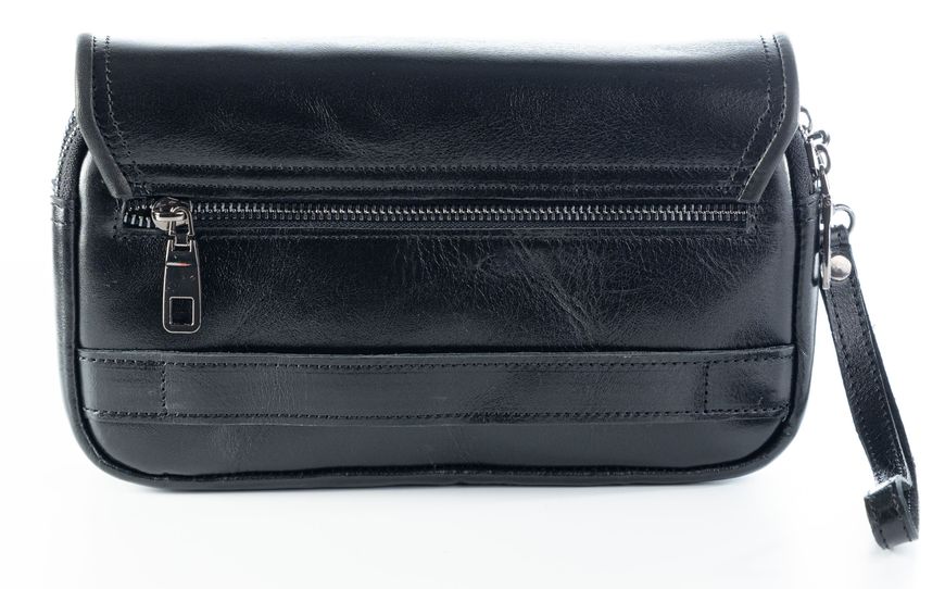Чорний місткий чоловічий клатч сумка на плече глянцева шкіра REK-215-Vac black REK-215-Vac фото