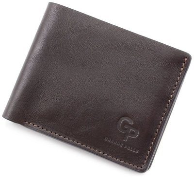 Тёмно-коричневый кожаный портмоне на магните Grande Pelle 505620 505620 фото