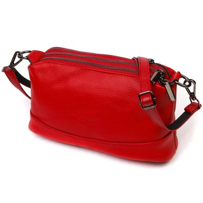 Яркая сумка на три отделения из натуральной кожи 22102 Vintage Красная 22102 фото