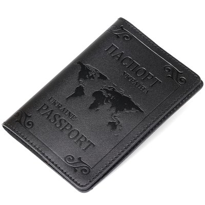 Шкіряна обкладинка на паспорт з картою і рамкою SHVIGEL 13982 Чорна 13982 фото