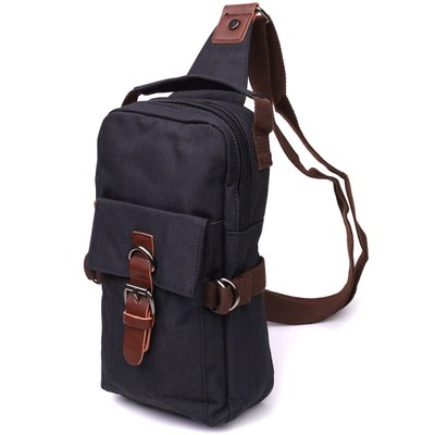 Необычная плечевая сумка для мужчин из плотного текстиля Vintage 22187 Черный 56823 фото