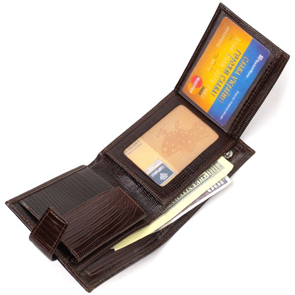 Чоловічий сучасний гаманець горизонтального формату з натуральної шкіри з тисненням CANPELLINI 21757 Коричневий 21757 фото