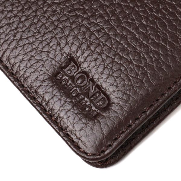 Вертикальний вузький чоловічий гаманець із натуральної зернистої шкіри BOND 22052 Коричневий 22052 фото