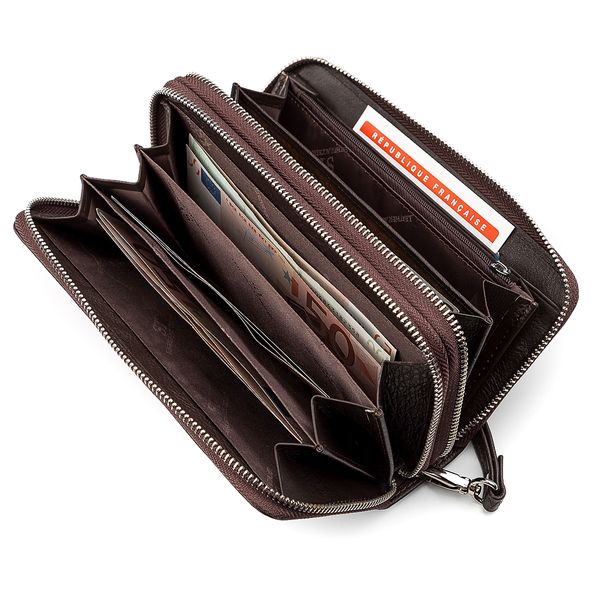 Чоловічий гаманець ST Leather 18450 (ST127) дві блискавки Коричневий 18450 фото