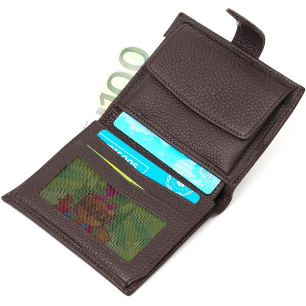 Компактний чоловічий вертикальний гаманець із натуральної шкіри флотар BOND 22002 Коричневий 22002 фото