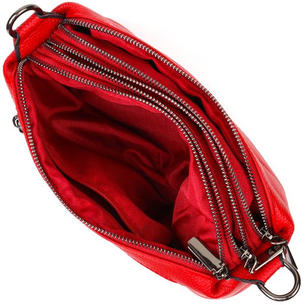 Яскрава сумка на три відділення з натуральної шкіри 22102 Vintage Червона 22102 фото