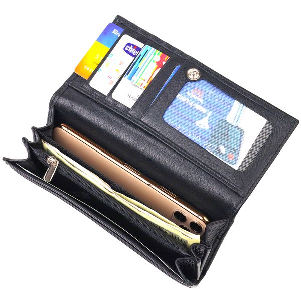 Класичний жіночий гаманець із натуральної шкіри CANPELLINI 21657 Чорний 21657 фото