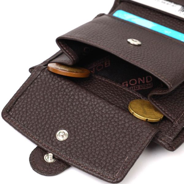 Компактний чоловічий вертикальний гаманець із натуральної шкіри флотар BOND 22002 Коричневий 22002 фото