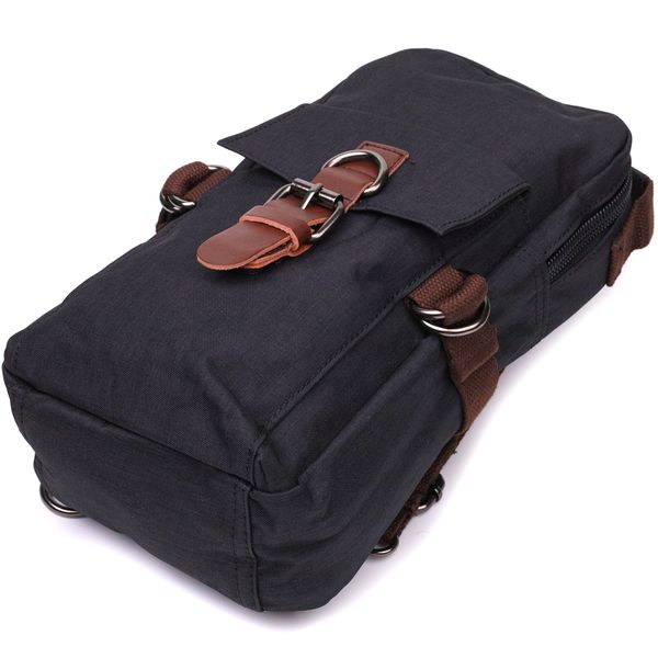 Незвичайна плечова сумка для чоловіків із щільного текстилю Vintage 22187 Чорний 56823 фото