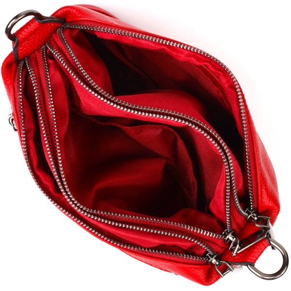 Яскрава сумка на три відділення з натуральної шкіри 22102 Vintage Червона 22102 фото