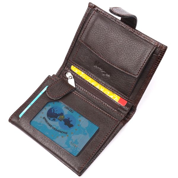 Надійний чоловічий гаманець із фактурної шкіри KARYA 21039 Коричневий 21039 фото