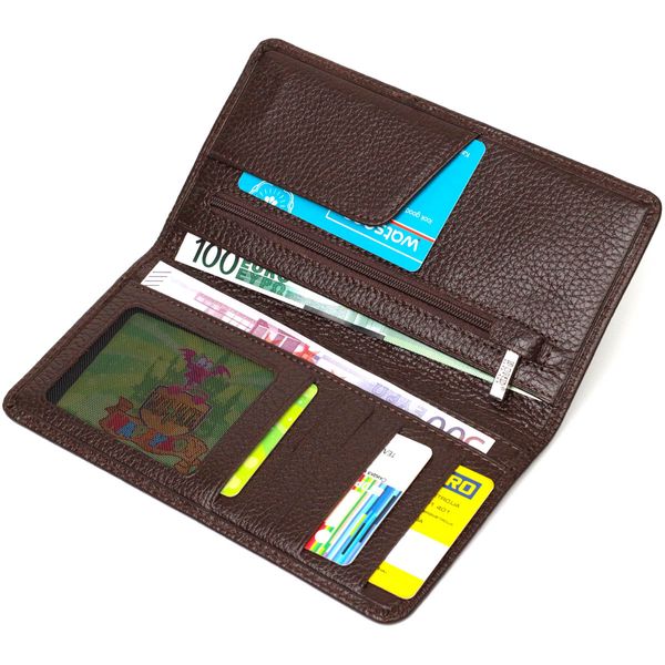 Вертикальний вузький чоловічий гаманець із натуральної зернистої шкіри BOND 22052 Коричневий 22052 фото