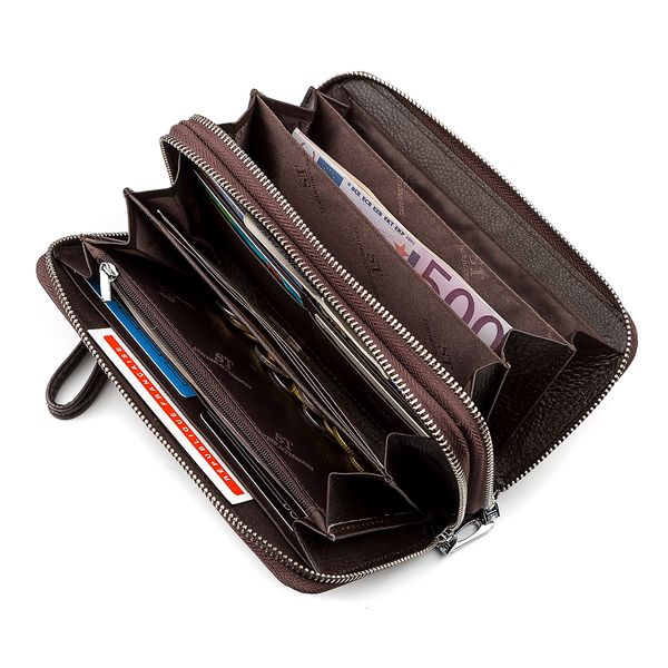 Чоловічий гаманець ST Leather 18450 (ST127) дві блискавки Коричневий 18450 фото