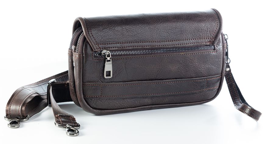 Коричневий шкіряний місткий чоловічий клатч сумка на плече REK-215-Vac brown REK-215-Vac brown фото