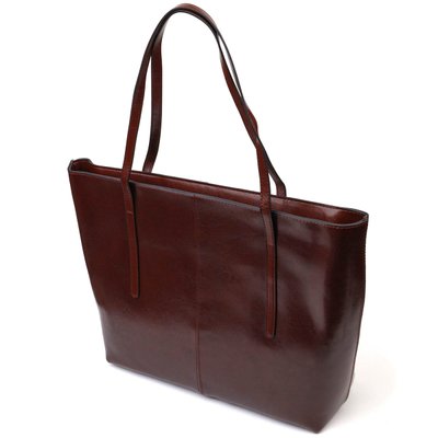 Практичная сумка шоппер из натуральной кожи 22103 Vintage Коричневая 56304 фото