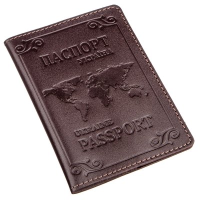 Шкіряна обкладинка на паспорт з картою і рамкою SHVIGEL 13983 Коричнева 13983 фото