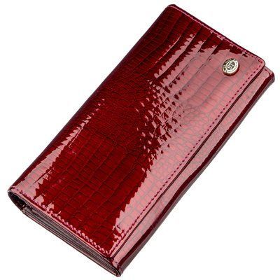 Місткий лаковий жіночий гаманець на кнопці ST Leather 18904 Бордовий 18904 фото