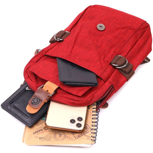 Стильна плечова сумка для чоловіків із щільного текстилю Vintage 22189 Бордовий 56824 фото