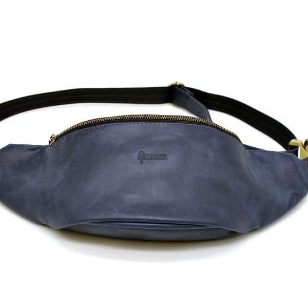 Кожаная сумка на пояс бренда TARWA RK-3036-4lx синяя, большой размер RK-3036-4lx фото