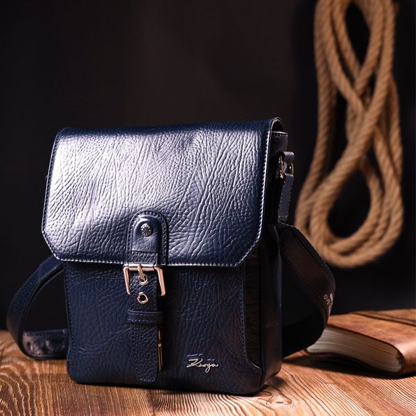 Практичная мужская сумка KARYA 20840 кожаная Синий 20840 фото