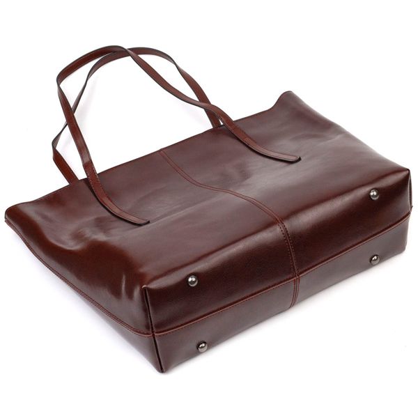 Практичная сумка шоппер из натуральной кожи 22103 Vintage Коричневая 56304 фото