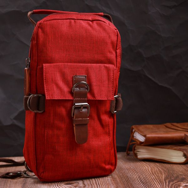 Стильна плечова сумка для чоловіків із щільного текстилю Vintage 22189 Бордовий 56824 фото