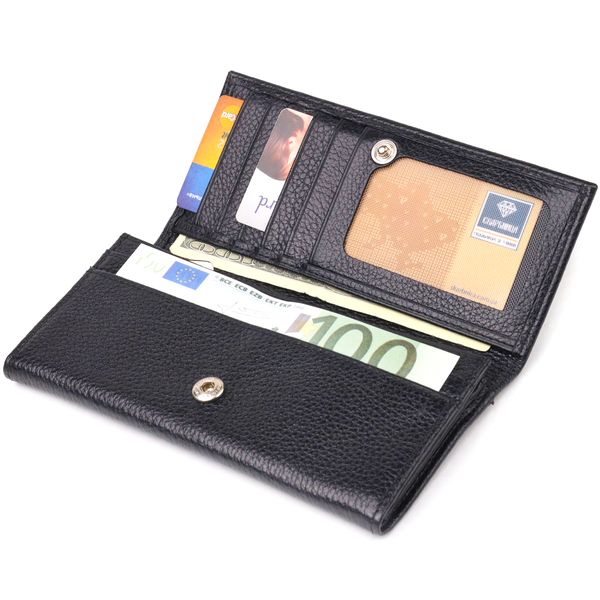 Класичний жіночий гаманець із натуральної зернистої шкіри CANPELLINI 21658 Чорний 21658 фото