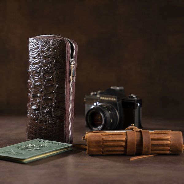 Кошелек-клатч из натуральной кожи крокодила CROCODILE LEATHER 18017 Коричневый 18017 фото